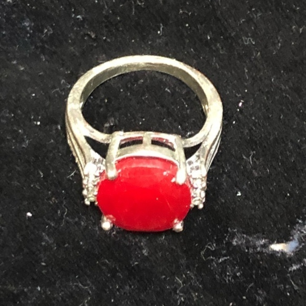 Red Ruby & Sterling Silver Ring size 7 - Picture 5 of 5